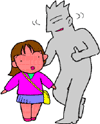 イラスト：女の子に近寄る男性