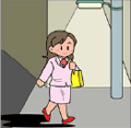 イラスト:明るいところを通る女性 イラスト:明るいところを通る女性