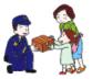 イラスト：落し物を受け取る警察官